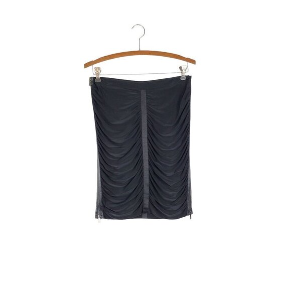 Cache Ruched Pencil Skirt Side Zipper Black Draping Cocktail Whimsigoth Size 6 - Picture 1 of 8